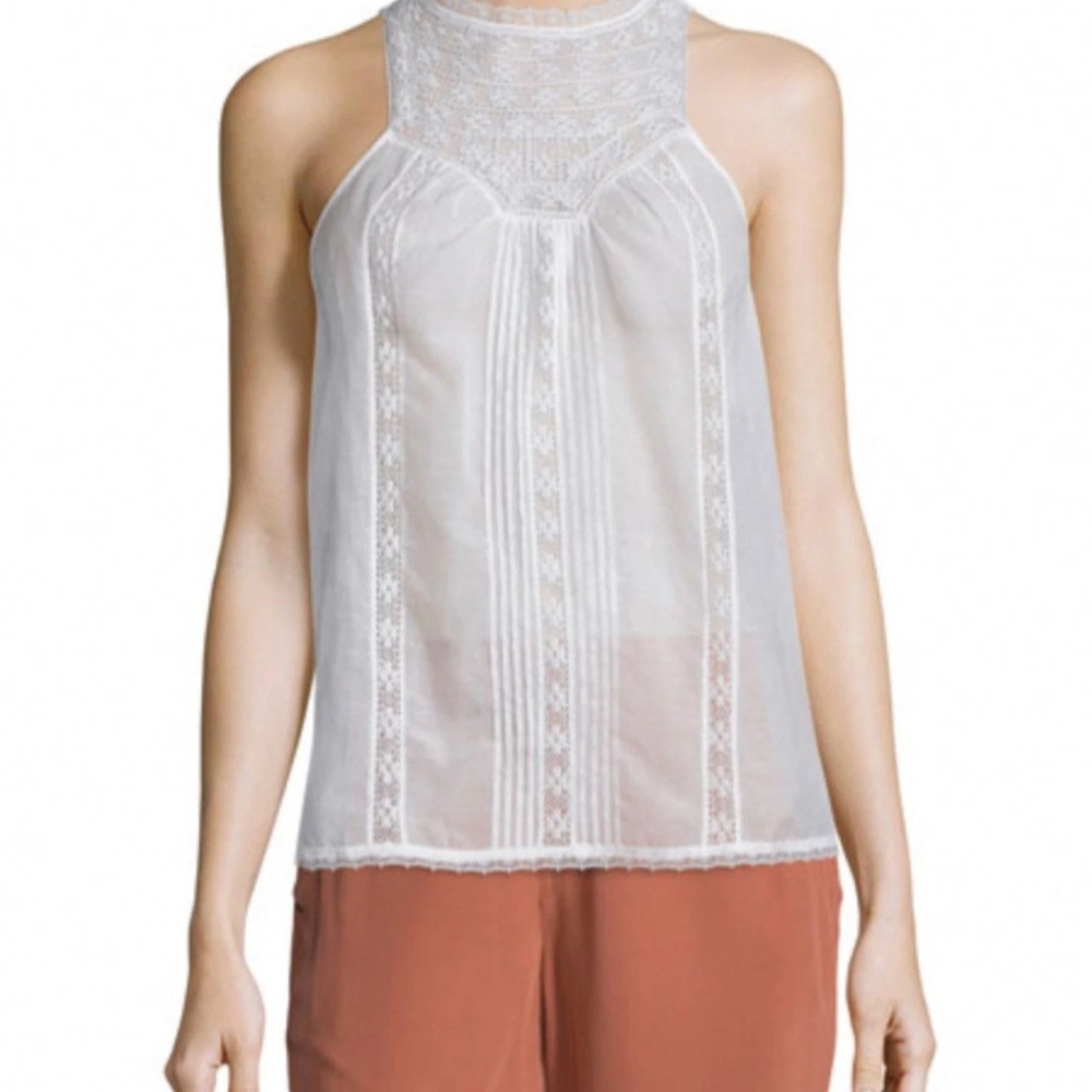 NWT Joie White Lace Sleeveless Romantic Blouse - M